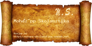 Mohápp Skolasztika névjegykártya
